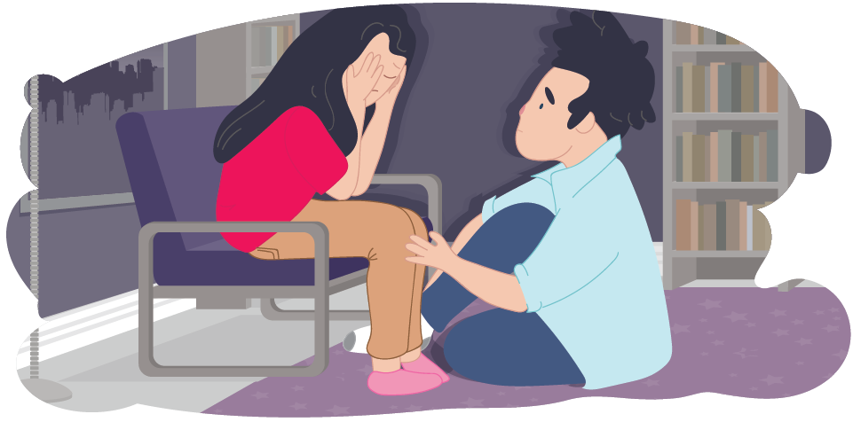 Parent or dad comforting child who is depressed Parent or dad comforting child who is depressed