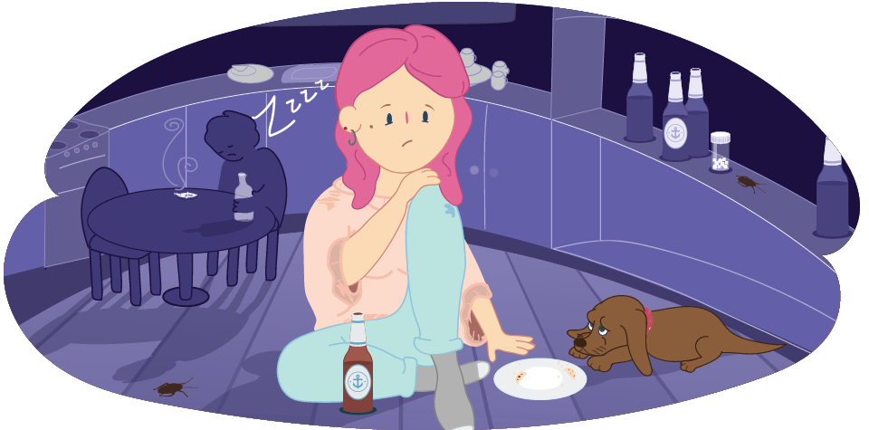 Teen girl sitting alone at home in the dark Teen girl sitting alone at home in the dark