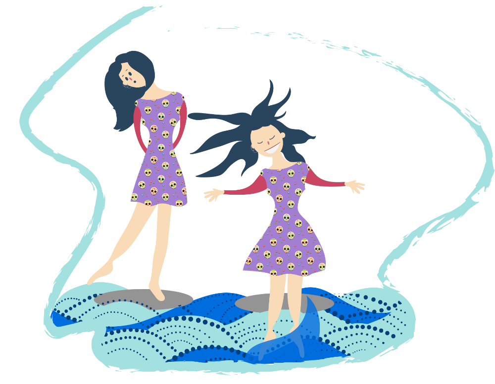 Teen girl being risky as she jumps into waves Teen girl being risky as she jumps into waves