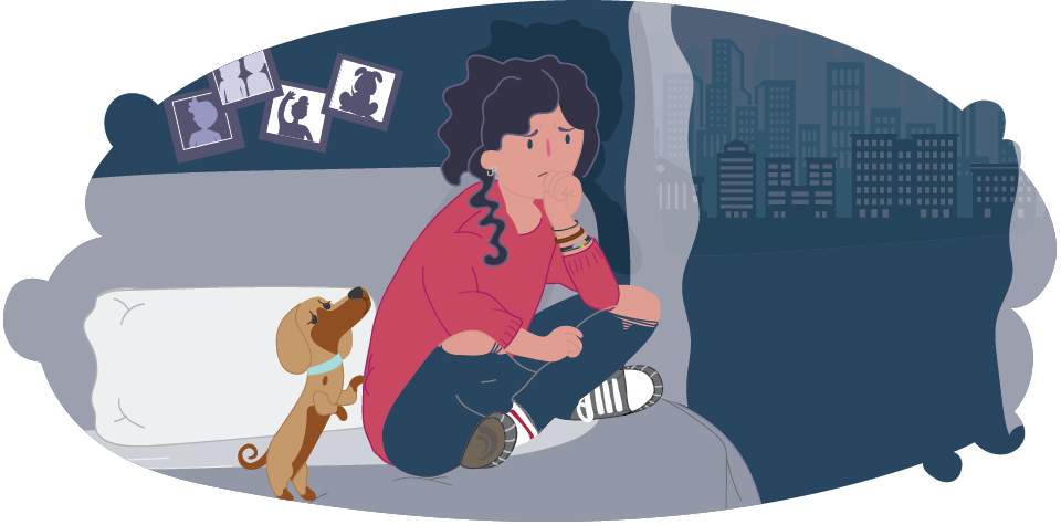 Upset teen sitting on bed Upset teen sitting on bed