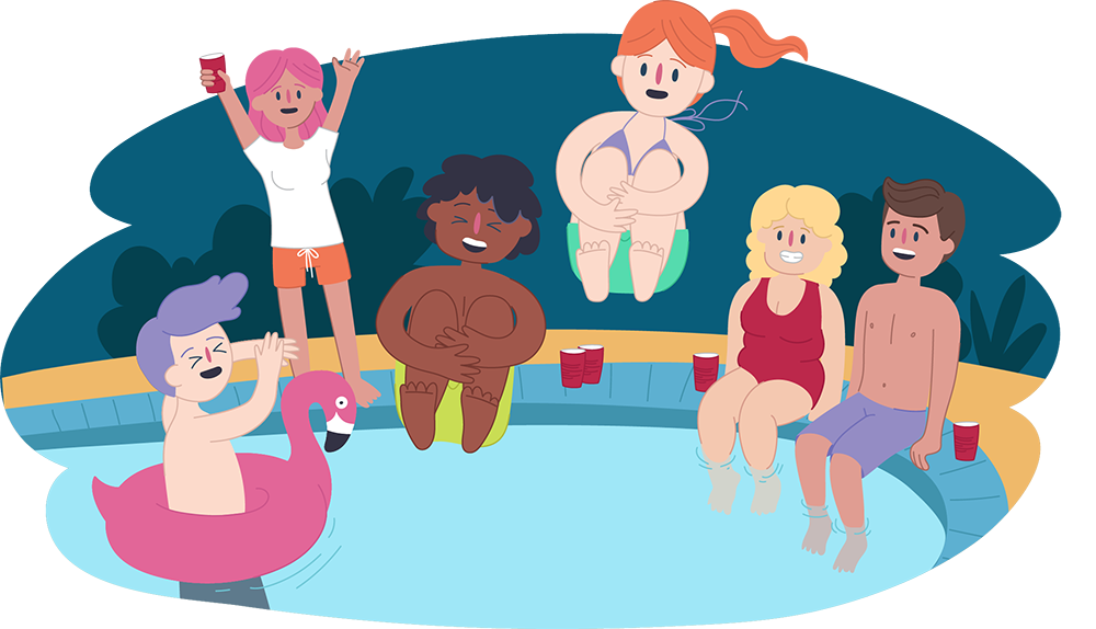 Teens at pool party Teens at pool party