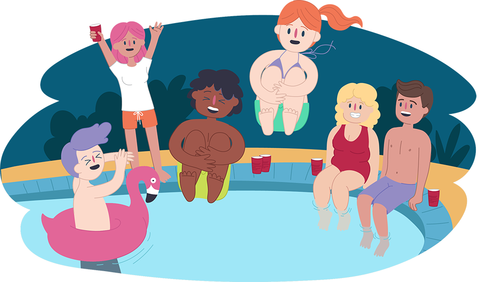 Group of teens swimming in pool Group of teens swimming in pool