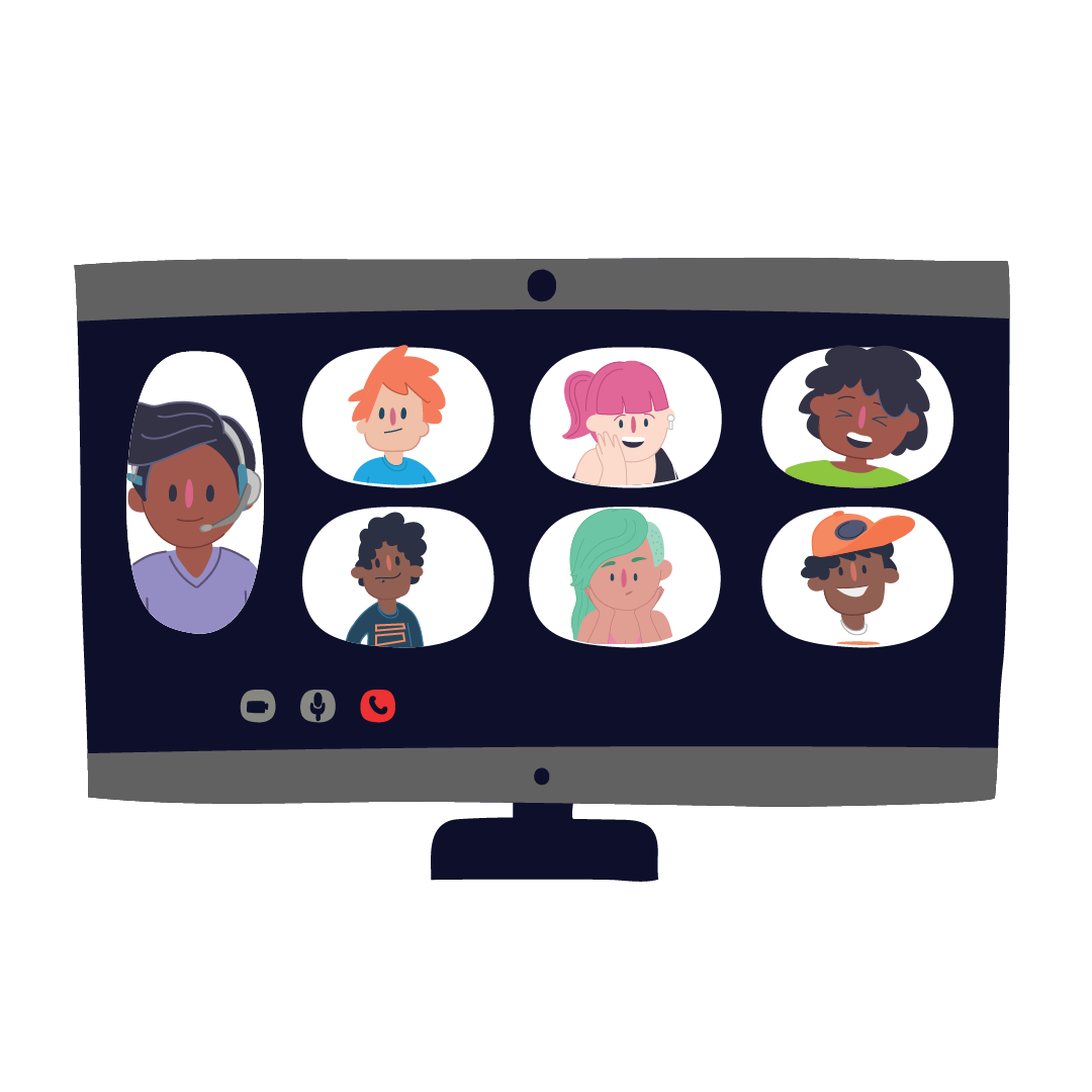 Kids Helpline counsellor and students connected via online virtual learning platform Kids Helpline counsellor and students connected via online virtual learning platform