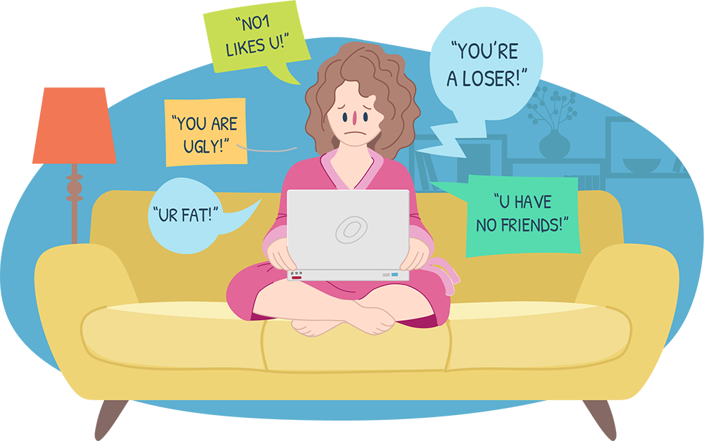 Girl looking sadly at her laptop as she receives hateful and hurtful comments online Girl looking sadly at her laptop as she receives hateful and hurtful comments online