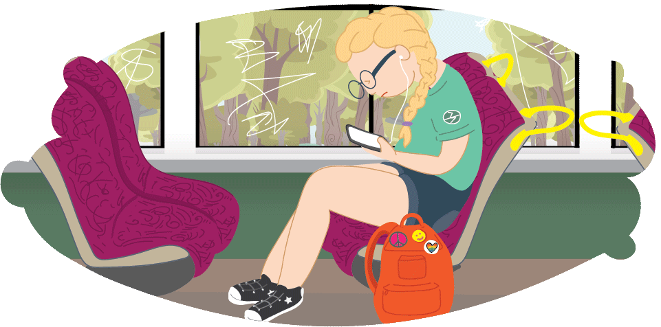 Girl sitting on train texting mum that she is staying at dad's house tonight Girl sitting on train texting mum that she is staying at dad's house tonight