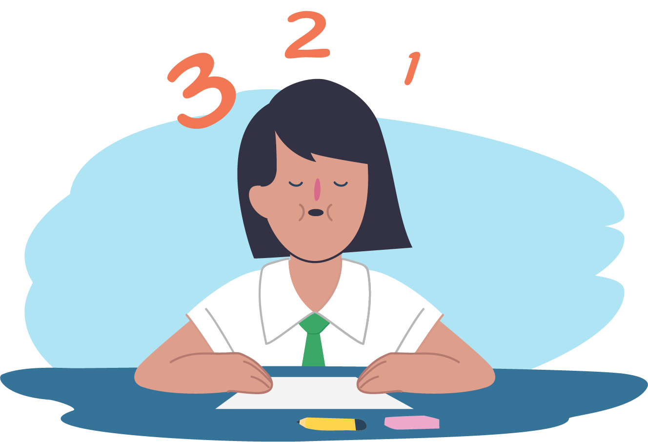 Cartoon girl studying Cartoon girl studying