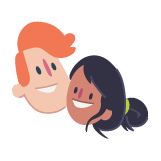 Illustration of two friends smiling Illustration of two friends smiling