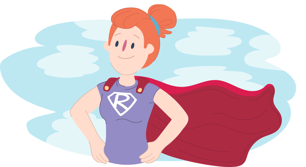 Girl dressed up as a superhero with the letter 'R' for 'Resilience' on her shirt Girl dressed up as a superhero with the letter 'R' for 'Resilience' on her shirt