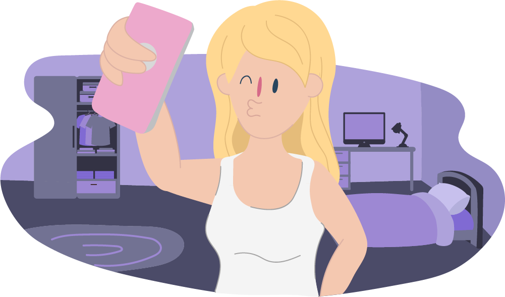 Girl posing and winking suggestively as she takes a selfie Girl posing and winking suggestively as she takes a selfie