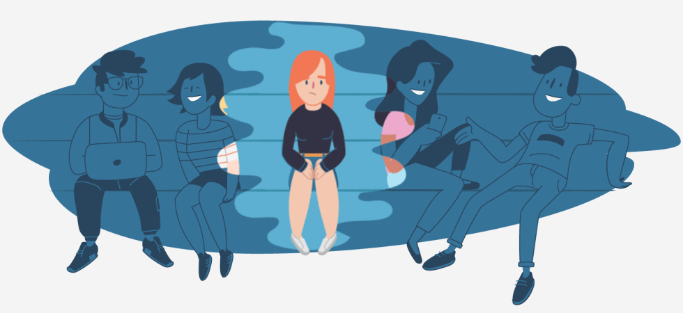 Cartoon girl socially excluded Cartoon girl socially excluded