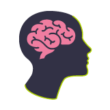 Illustration of a head with the brain highlighted Illustration of a head with the brain highlighted