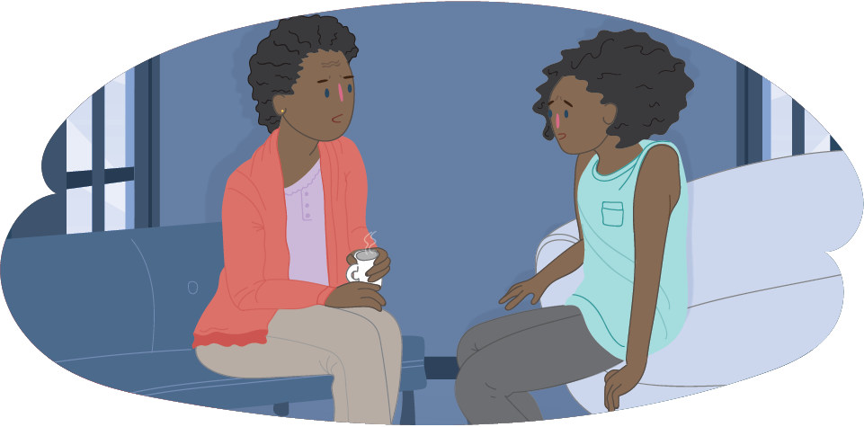 Mother and daughter talking to each other Mother and daughter talking to each other