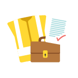 Illustration of work vest, briefcase and papers Illustration of work vest, briefcase and papers