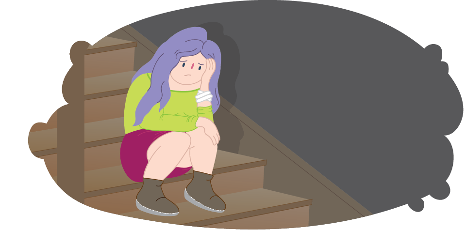 Upset girl sitting on stairs Upset girl sitting on stairs